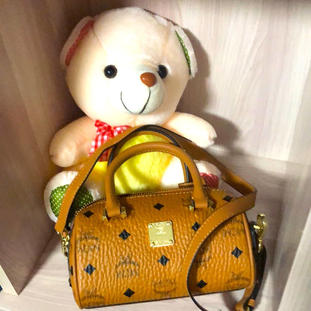 MCM Ladies Mini Cognac Delmy Boston Bag